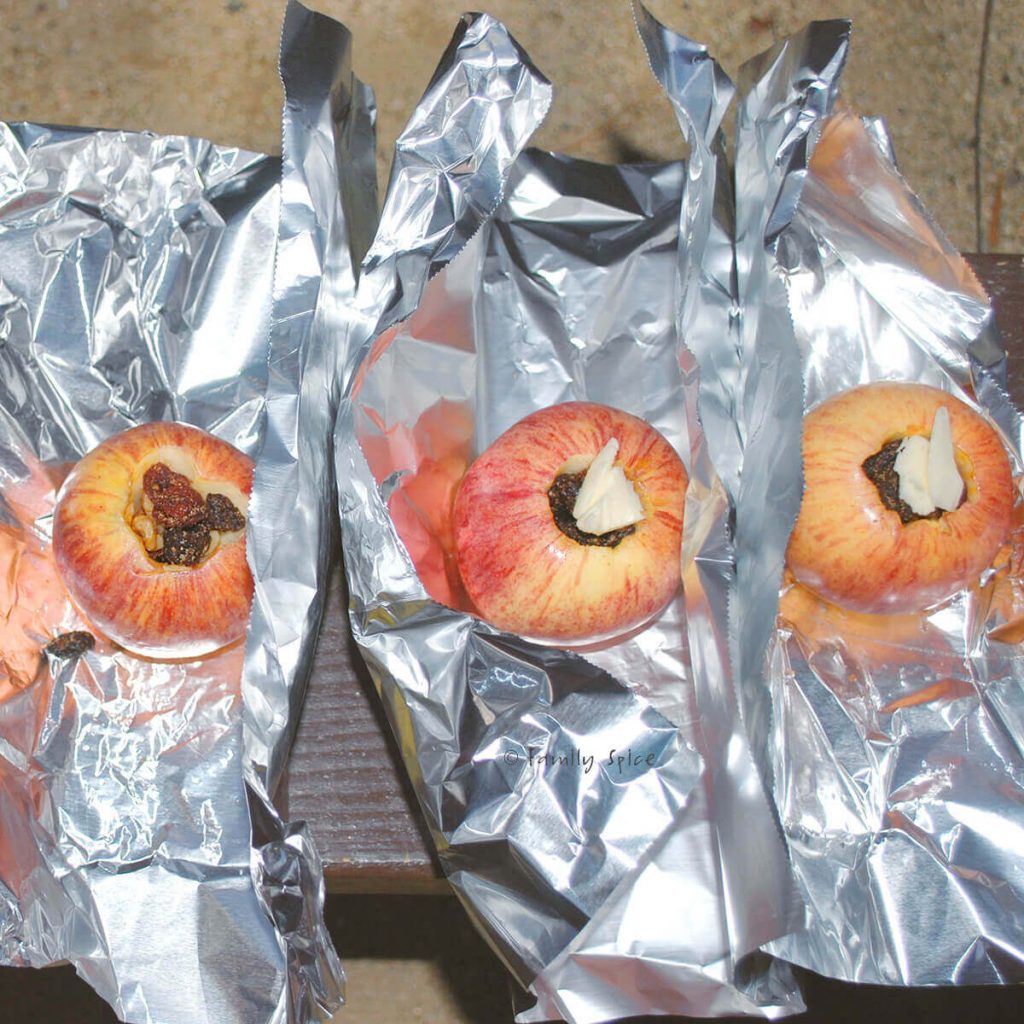 Apples in foil make one of the best fall campfire snacks!