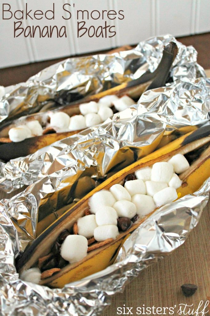Banana boats in foil are delicious fall campfire snacks