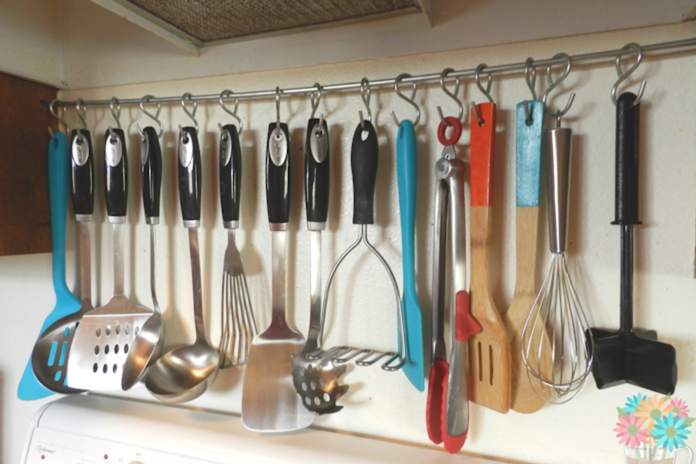 Hanging utensils RV Kitchen Hacks