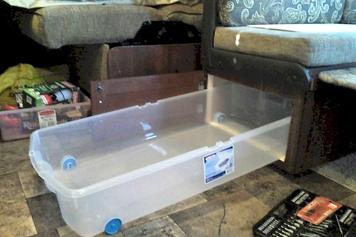 under booth DIY camper storage