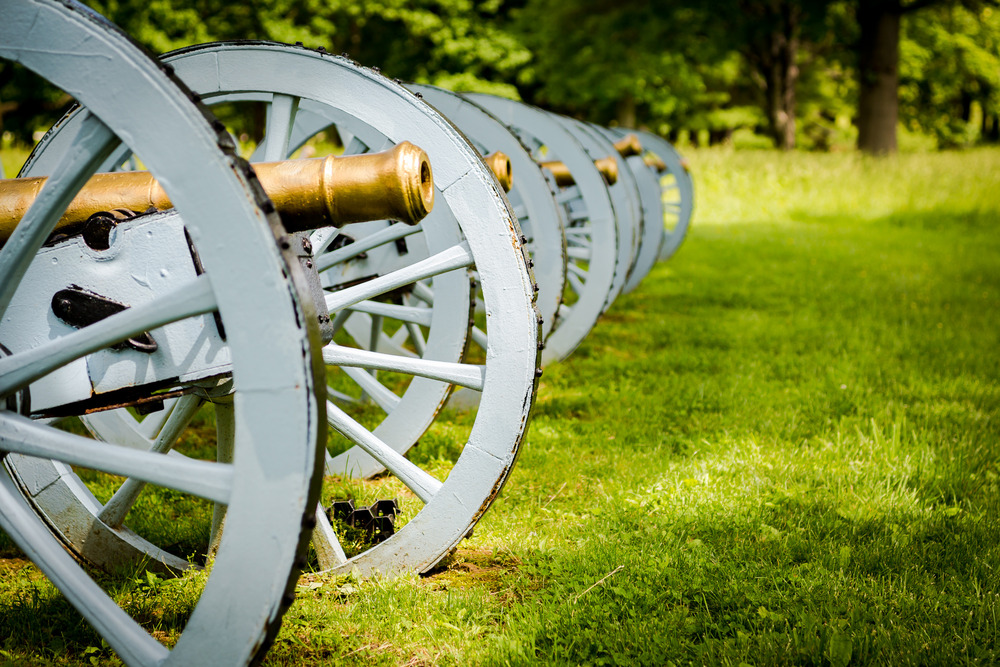 Battery of cannons in a field