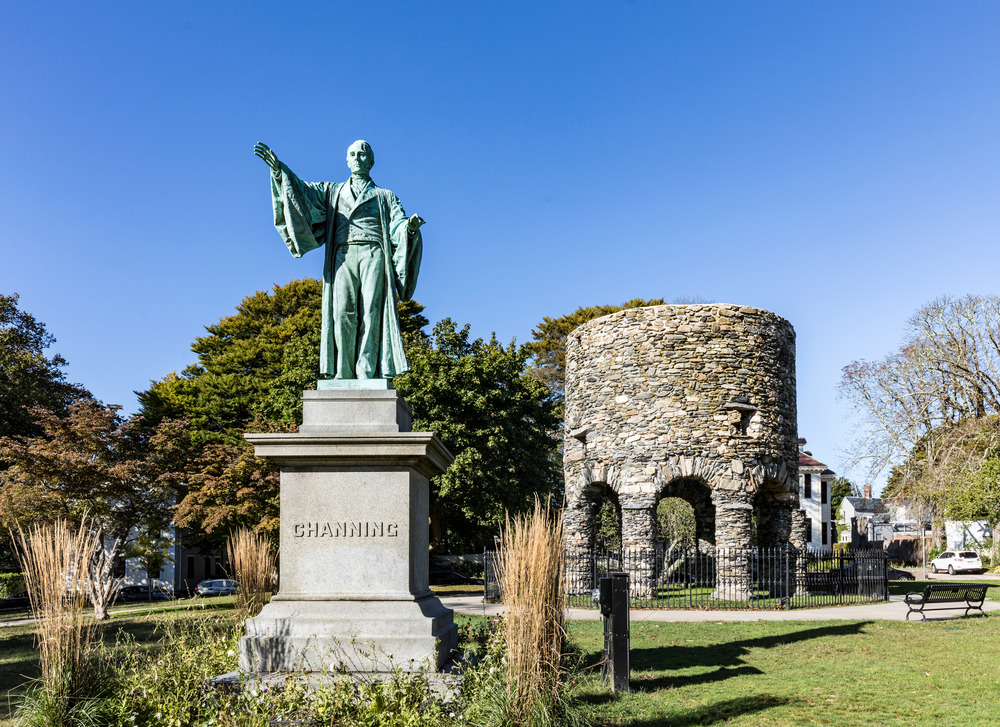 Newport Tower and Channing Statue, Tauro Park, Newport Rhode Island 