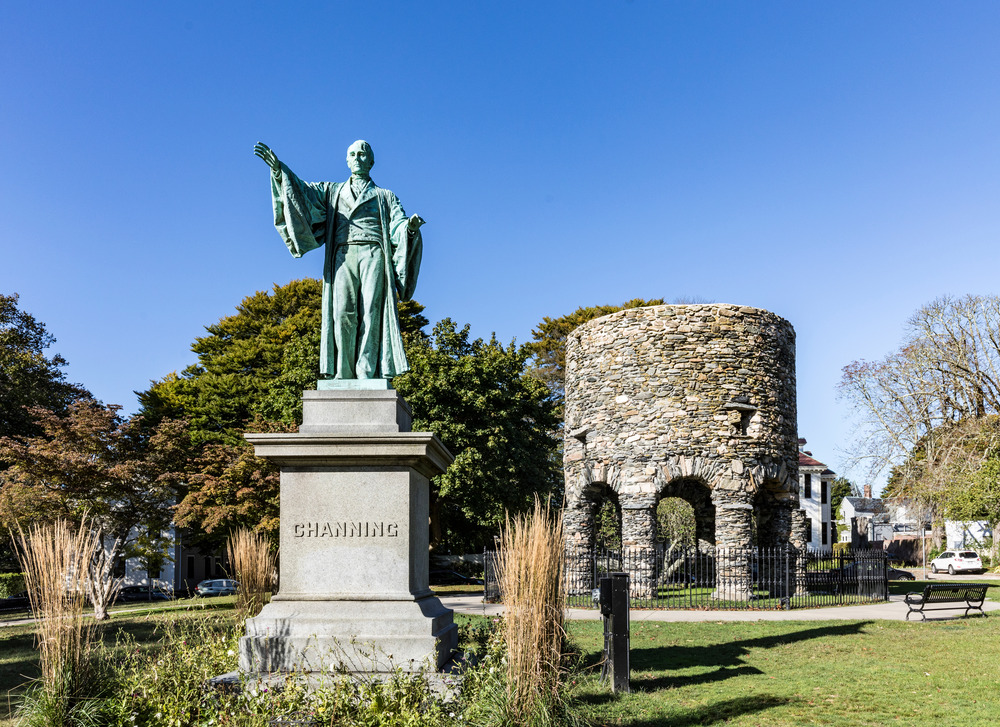 Newport Tower and Channing Statue, Tauro Park, Newport Rhode Island