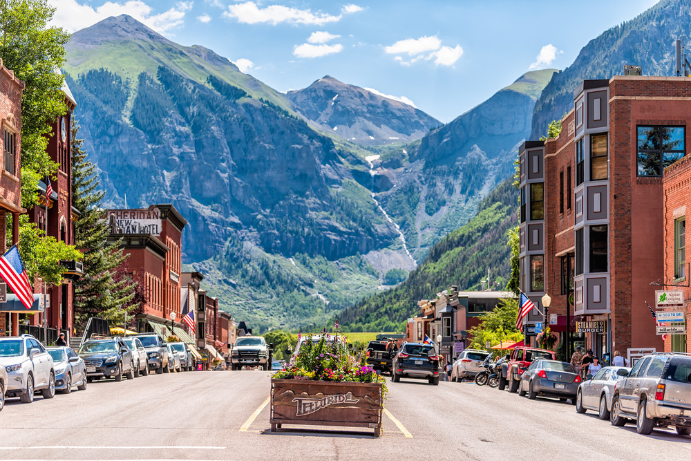 small town in Colorado with a mountain view