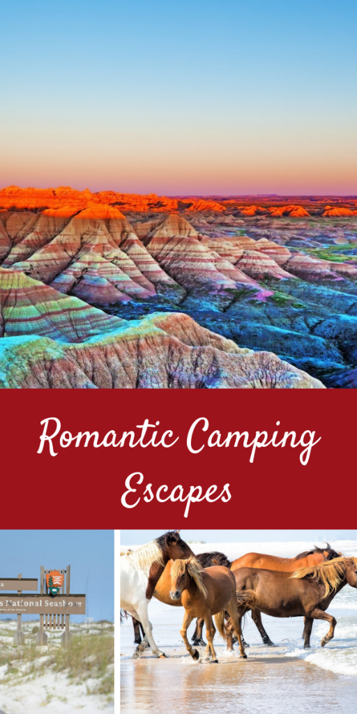 Romantic Camping Escapes from around the USA. These are some of the most beautiful destinations in the United States to see for a romantic getaway