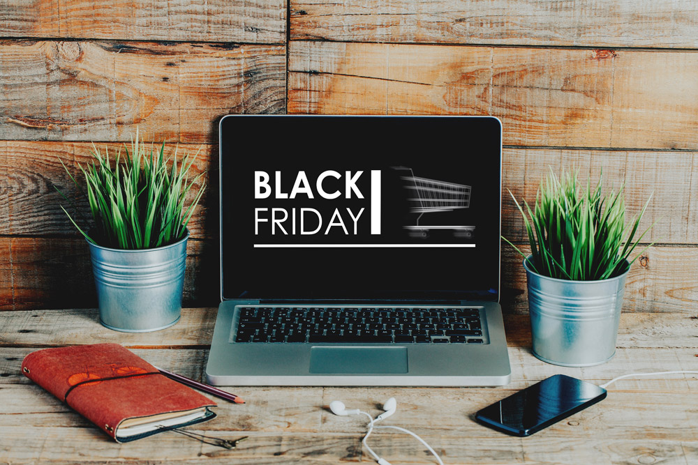 A computer screen reads "Black Friday". We round up all the best Black Friday RV Camping deals
