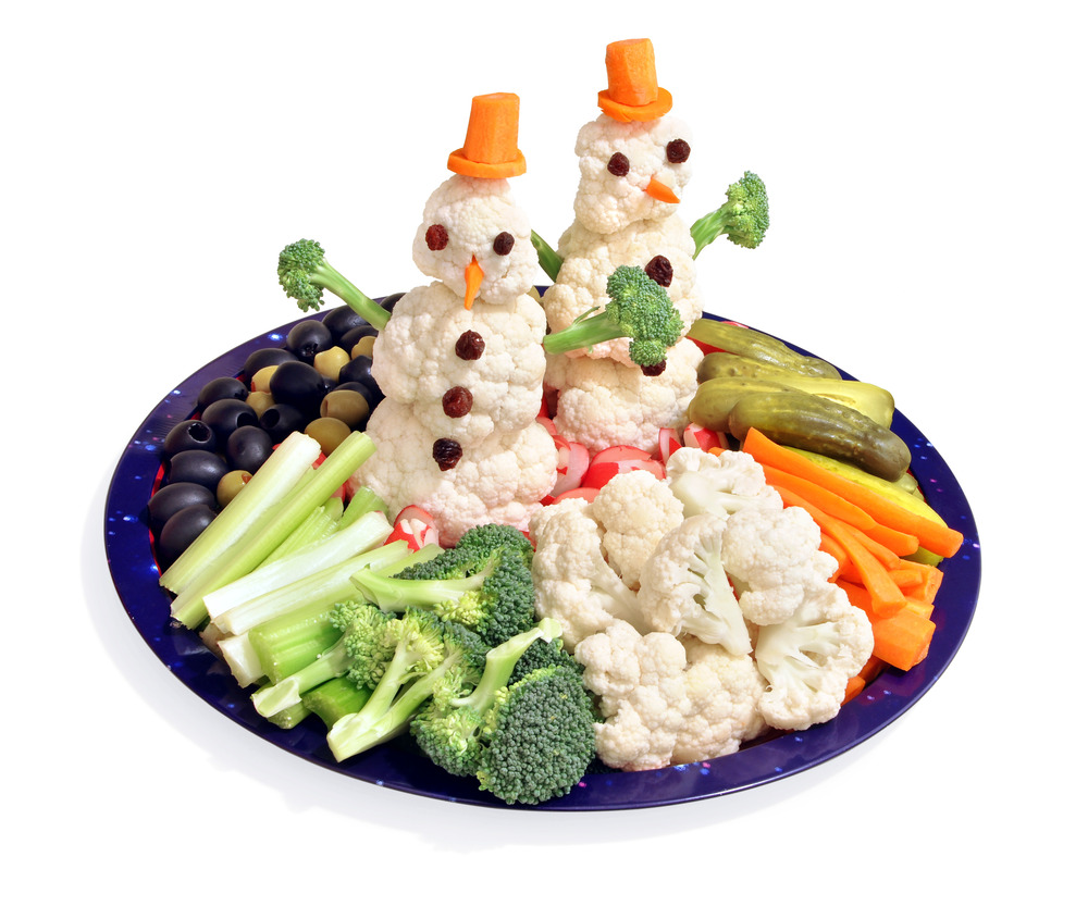 Snowman veggie tray