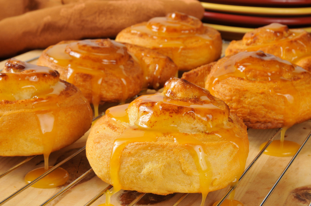 freshly baked orange cinnamon rolls
