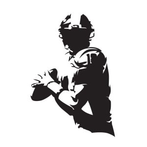 American football player holding ball