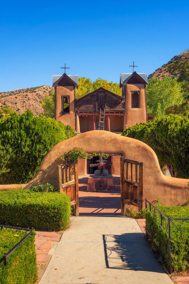 historic church in the small town of Chimayó, New Mexico El Santuario De Chimayo historic Church in New Mexico