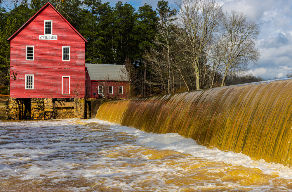Historic Starr's Mill on Whitewater Creek in Fayetteville, Georgia