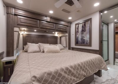 Entegra Coach Cornerstone bedroom.