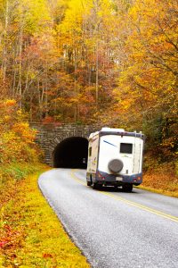 RV Traveler in Fall on Blue Ridge Parkway on one of the best road trips in the usa
