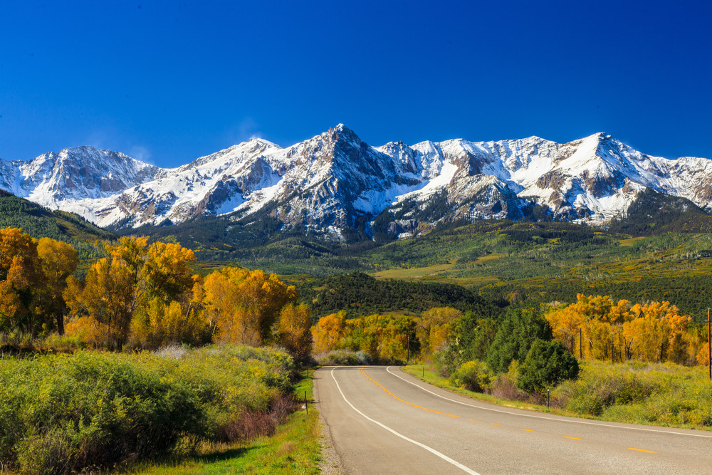 road view of the rocky mountains in Colorado