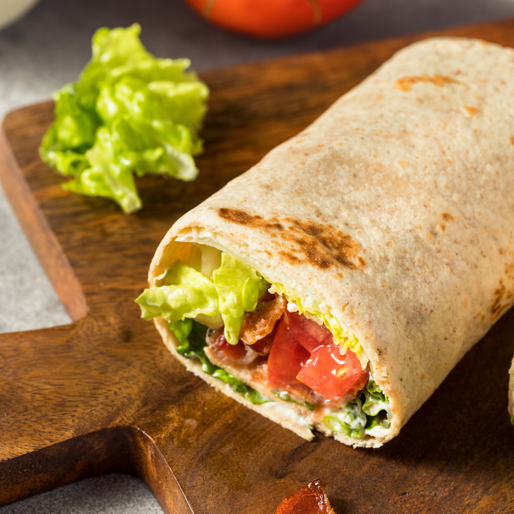 Homemade Bacon Lettuce Tomato BLT Wrap