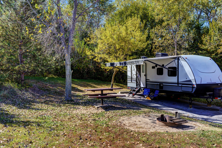 rv parked at a rv campsite