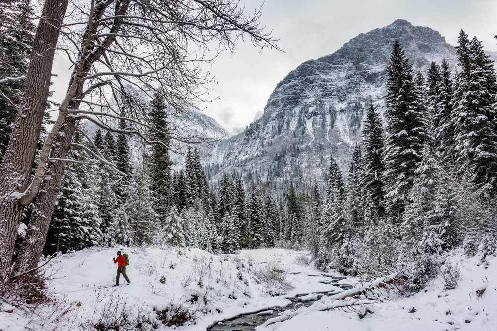 Cross-country skiing while winter rv camping 