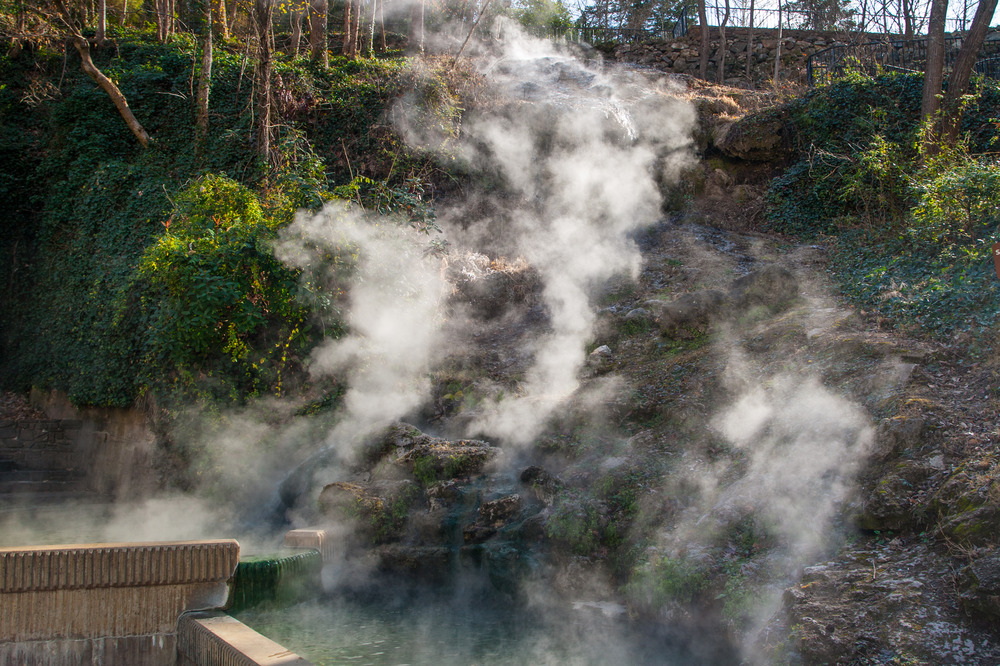 Steam from Hot Springs National Park in Arkansas