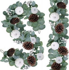 2 Pack White Pumpkin Eucalyptus Garland