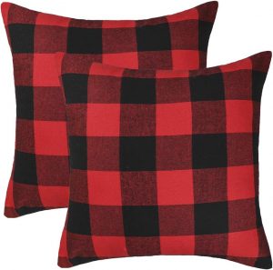 Set of 2 Christmas Buffalo Check Throw Pillow Covers