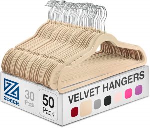 Zober Non-Slip Velvet Hangers 50Pk