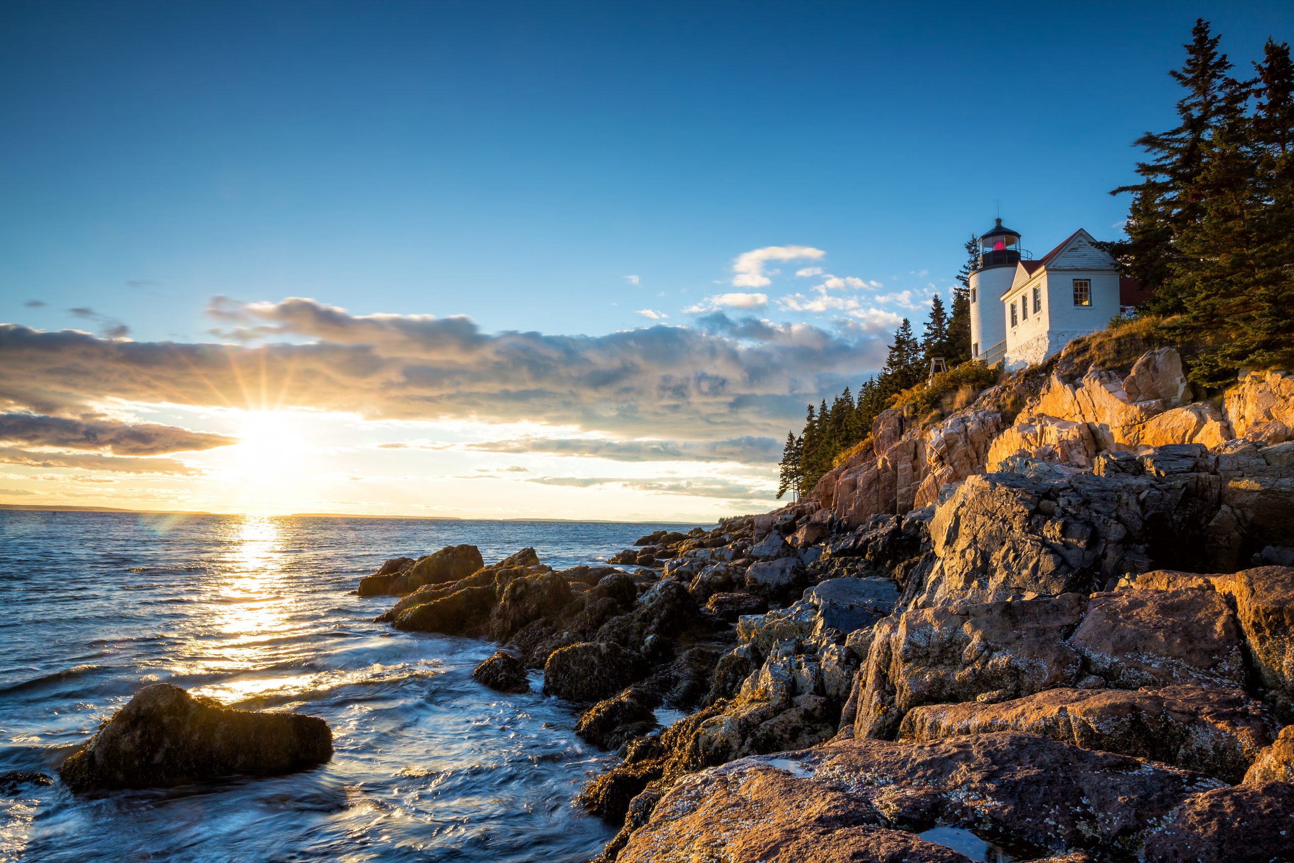 Bass Harbor Lighthouse at sunset Acadia National Park Best Campgrounds in the US Maine