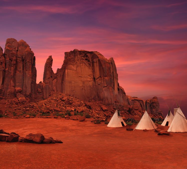 best tribal parks in arizona Wigwams/tepees of native Americans in Monument Valley at sunset in Arizona