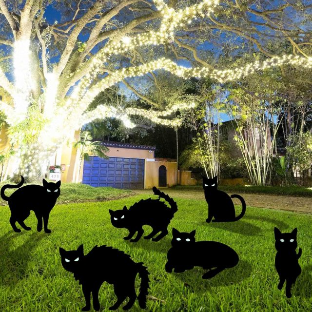 Halloween black cat yard signs for rv decor