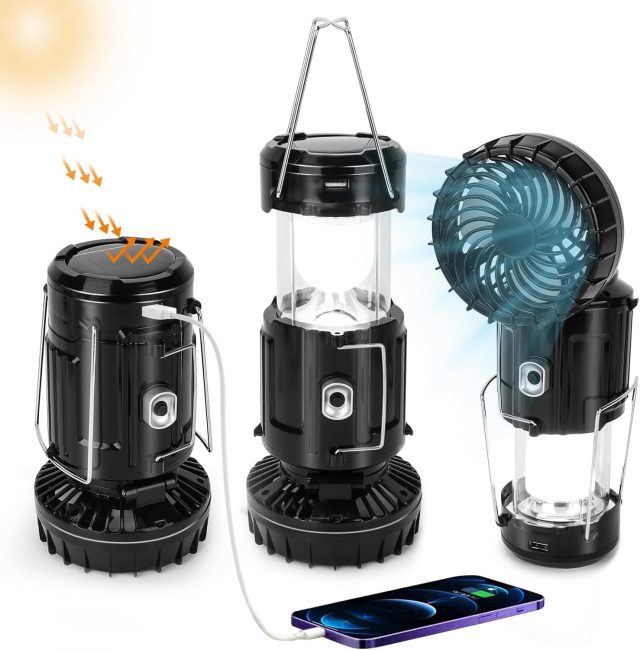 Upgrade Solar Portable Lantern Rechargeable Fan