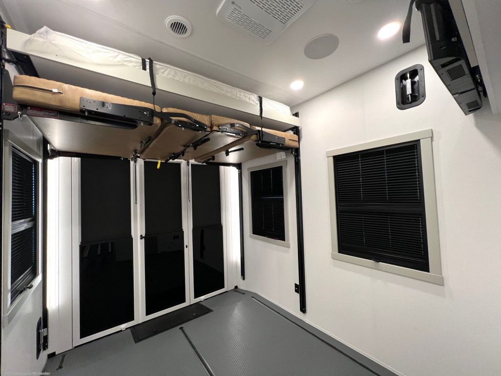 toy hauler rv features garage area of a 2025 Brinkley RV Model G 3970 5th wheel toy hauler RV