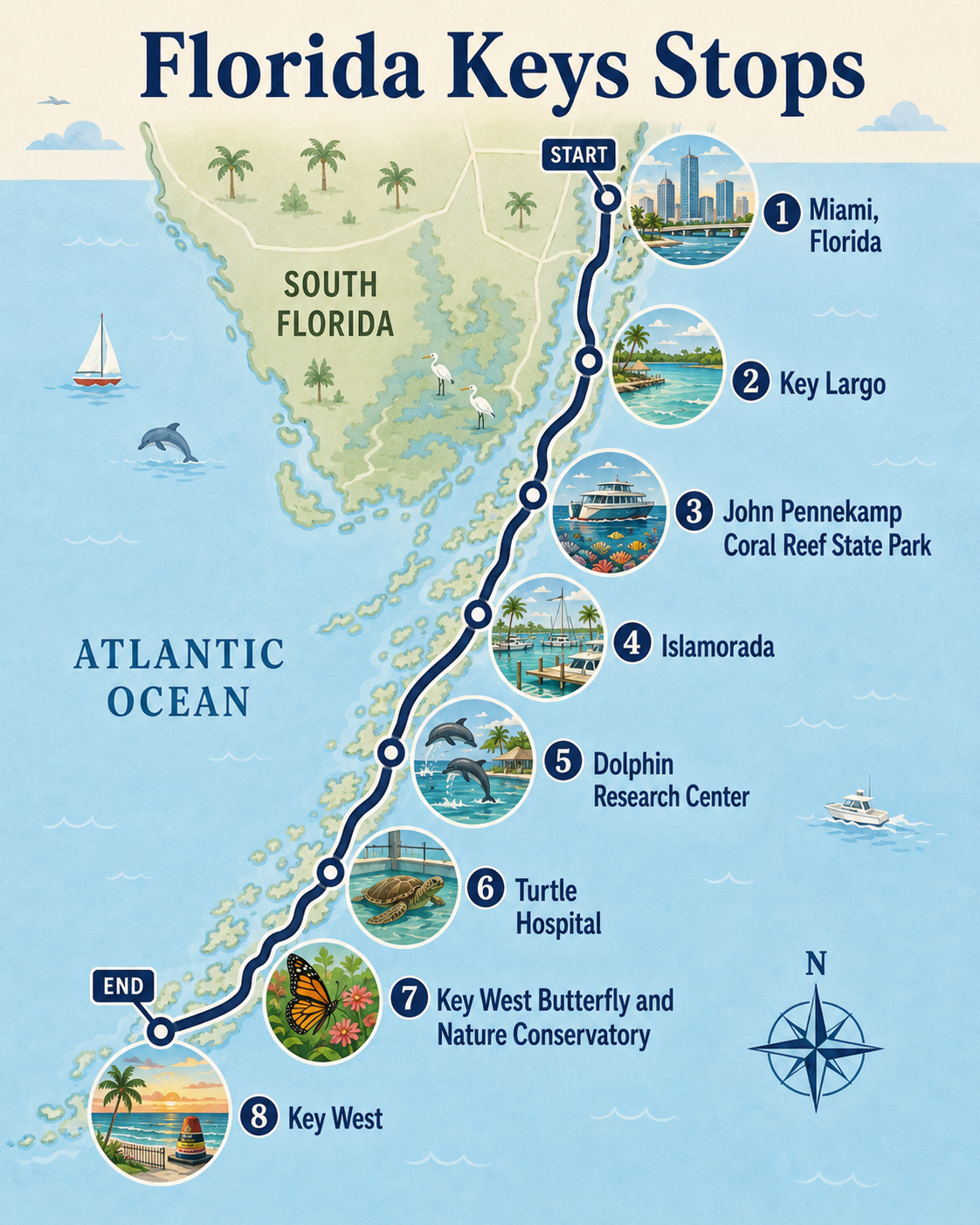 RV stops alone the way for a summer road trip in the Florida Keys