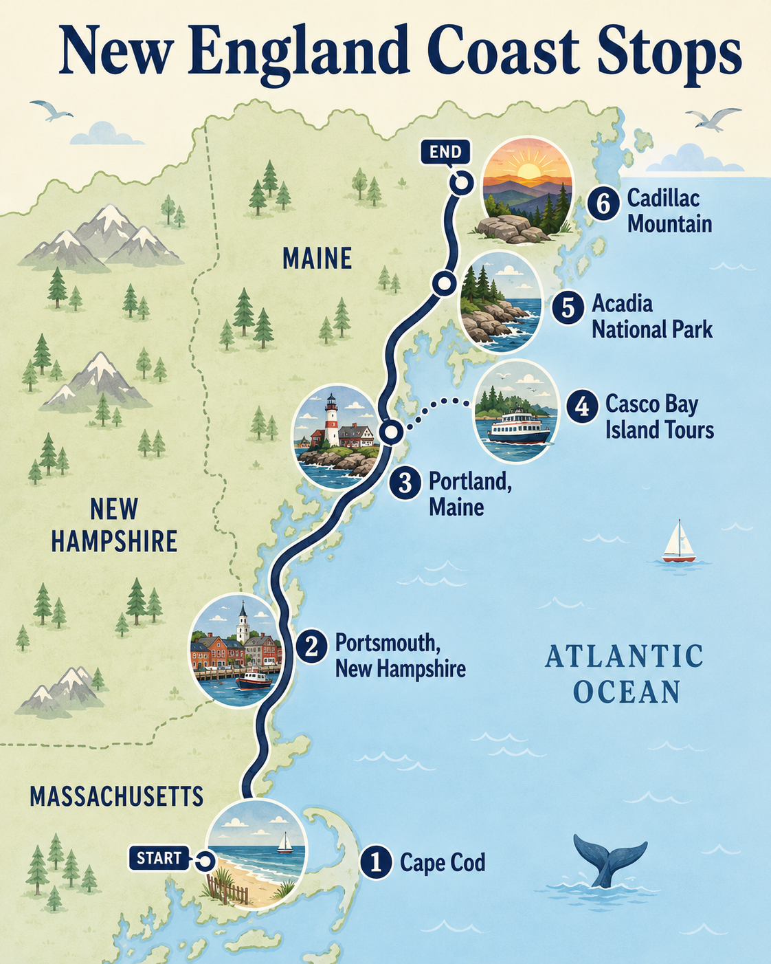 Summer road trip idea in New England mapped out
