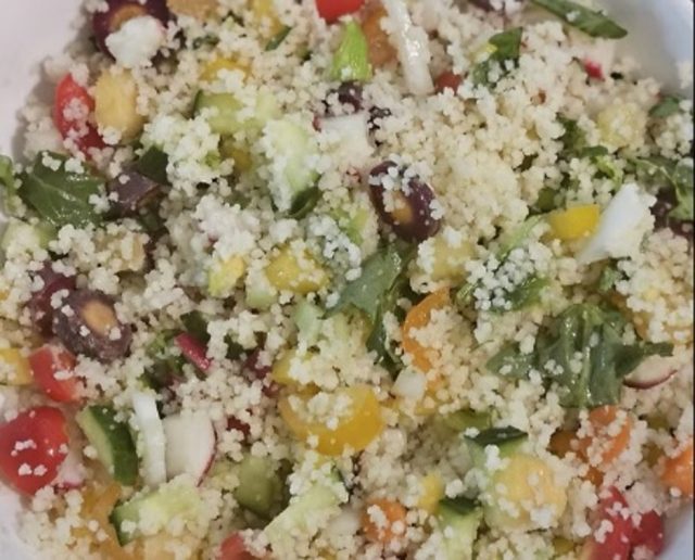 Vegan produce and quinoa bowl. 