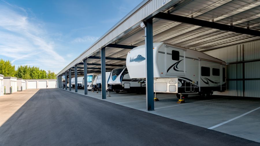 rvs parked under covered storage